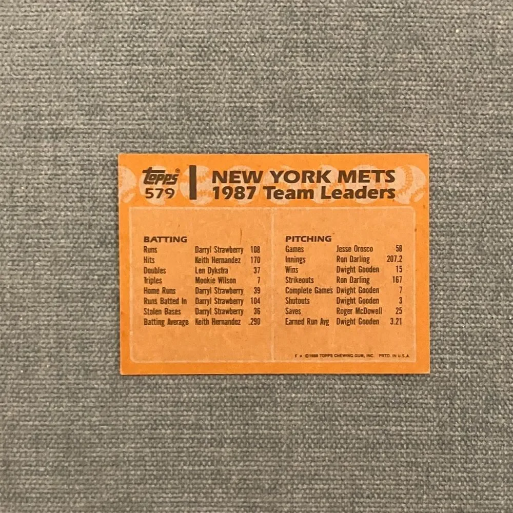 1988 Topps New York Mets Baseball Card Trading Card